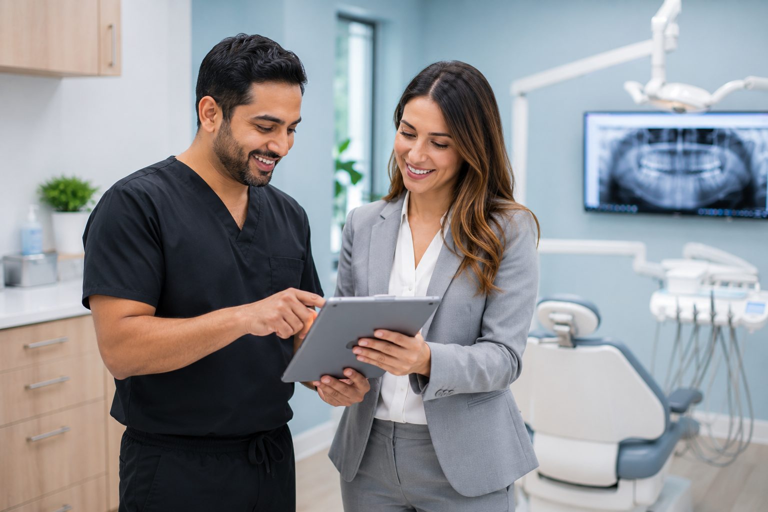 A specialist and a practice owner reviewing a case together.